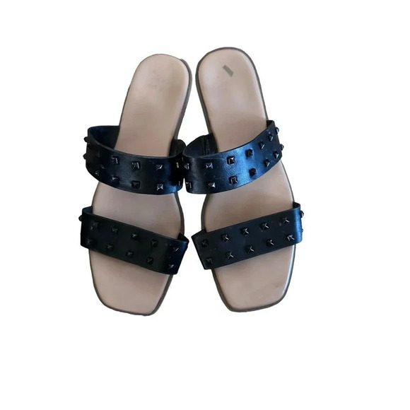 A New Day Women's Black Stella Two Band Studded Sandals Size 8 - Picture 2 of 4